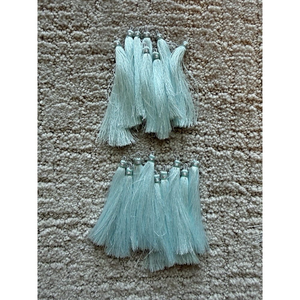 Aqua Turquoise Blue 3.5" Silky Tassels Made In India Lot Of 20 Crafts Bookmark